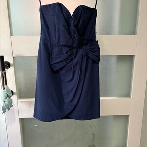 H&M Navy Blue Mini Dress with Bow Detail